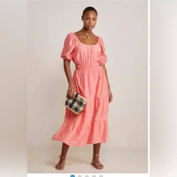 Vineyard Vines Cotton Silk Pink Tiered Maxi Dress Size Small Smocked Waist New - Picture 1 of 8